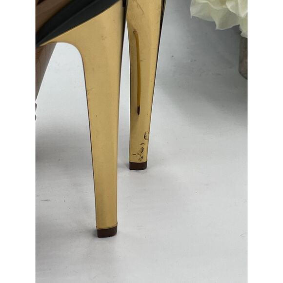Lanvin‎ 2012 ETE "Opanca" Tan Buckle Strap Gold Wood Platform Stilettos 39/8-8.5 - Picture 11 of 12